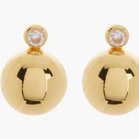 Kate Spade “ Have a Ball” Gold Tone Earrings , NWT, In Signature Box - Picture 3 of 12